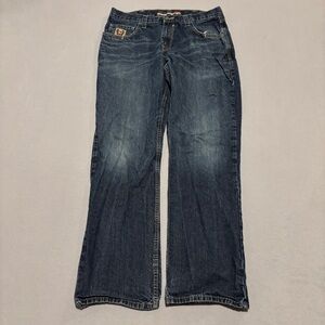 Cinch Carter Jeans Mens 36x34 Blue Relaxed Straight Leg Grunge Western Cowboy